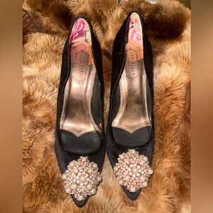 Stunning Ted Baker Black Heels with Pearl Detail